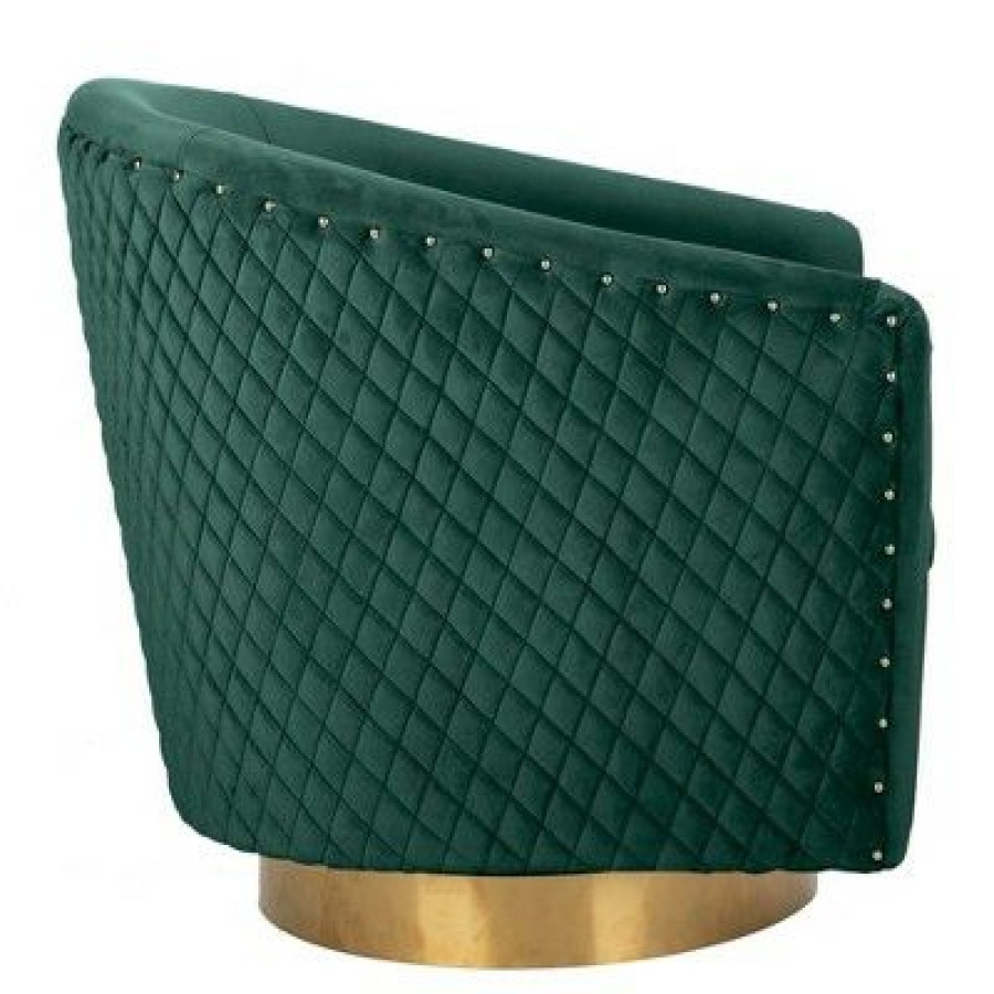 Clara Quilted Swivel Tub Chair Emerald Safavieh | * Clearance