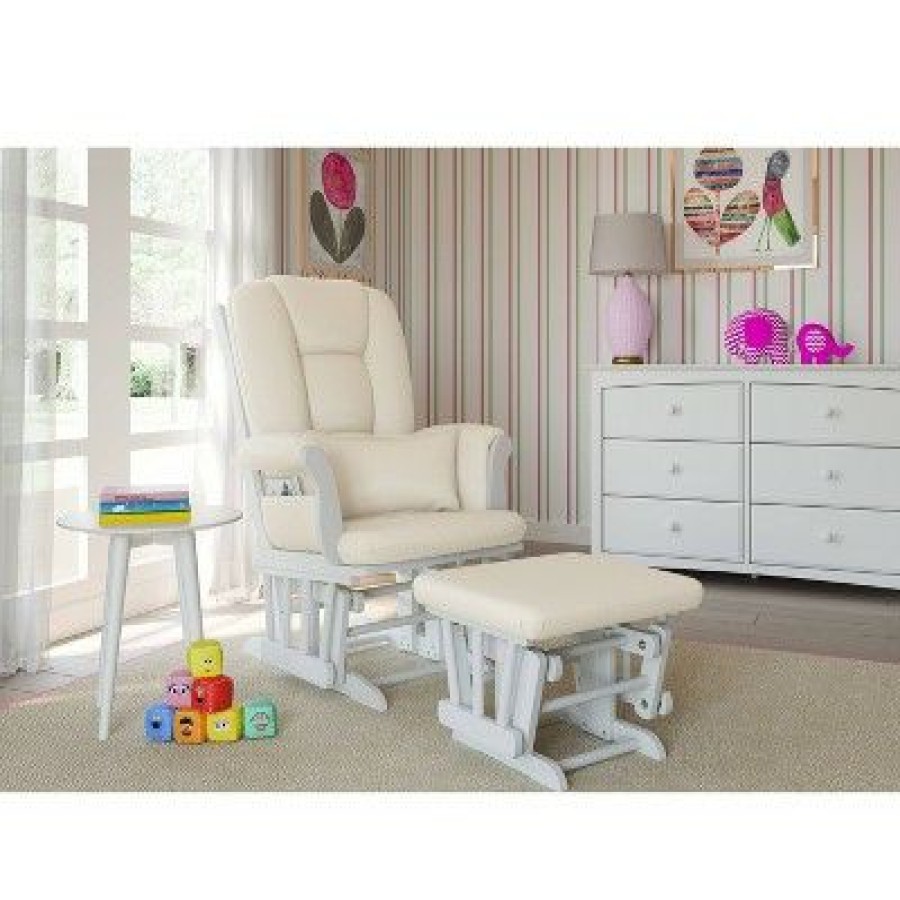 Storkcraft Tuscany White Frame Glider And Ottoman | * Clearance