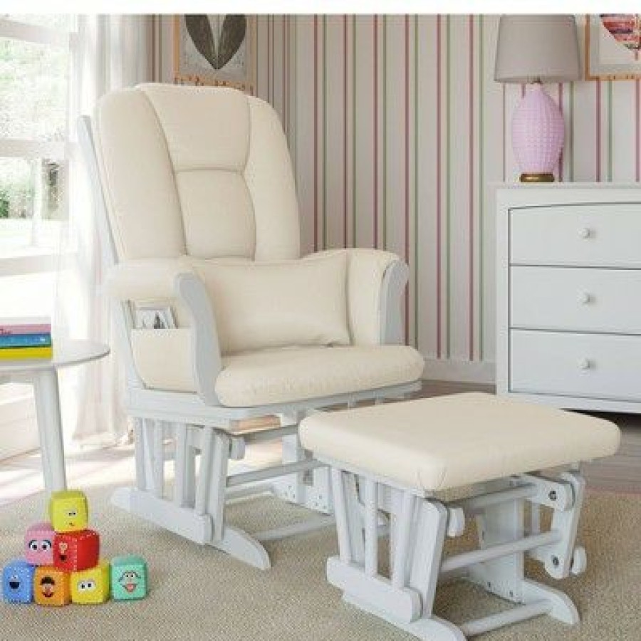 Storkcraft Tuscany White Frame Glider And Ottoman | * Clearance