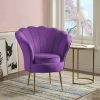 Simple Relax Velvet Scalloped Back Barrel Accent Chair With Metal Legs In Purple | * Clearance