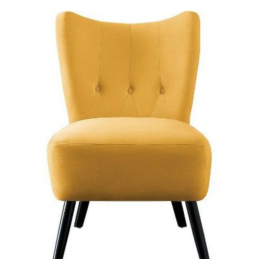 Homelegance Imani Mid Century Modern Velvet Accent Upholstered Living Room Bedroom Lounge Chair, Yellow (2 Pack) | * New