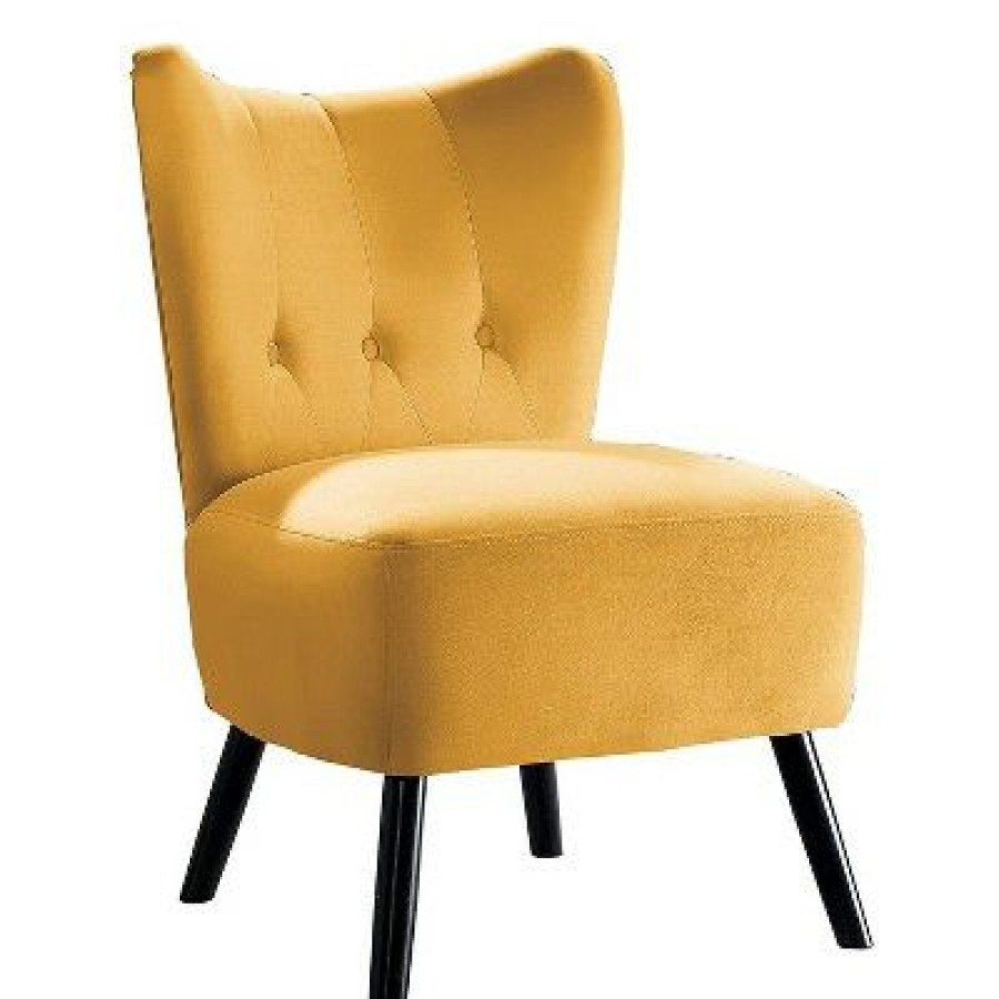 Homelegance Imani Mid Century Modern Velvet Accent Upholstered Living Room Bedroom Lounge Chair, Yellow (2 Pack) | * New