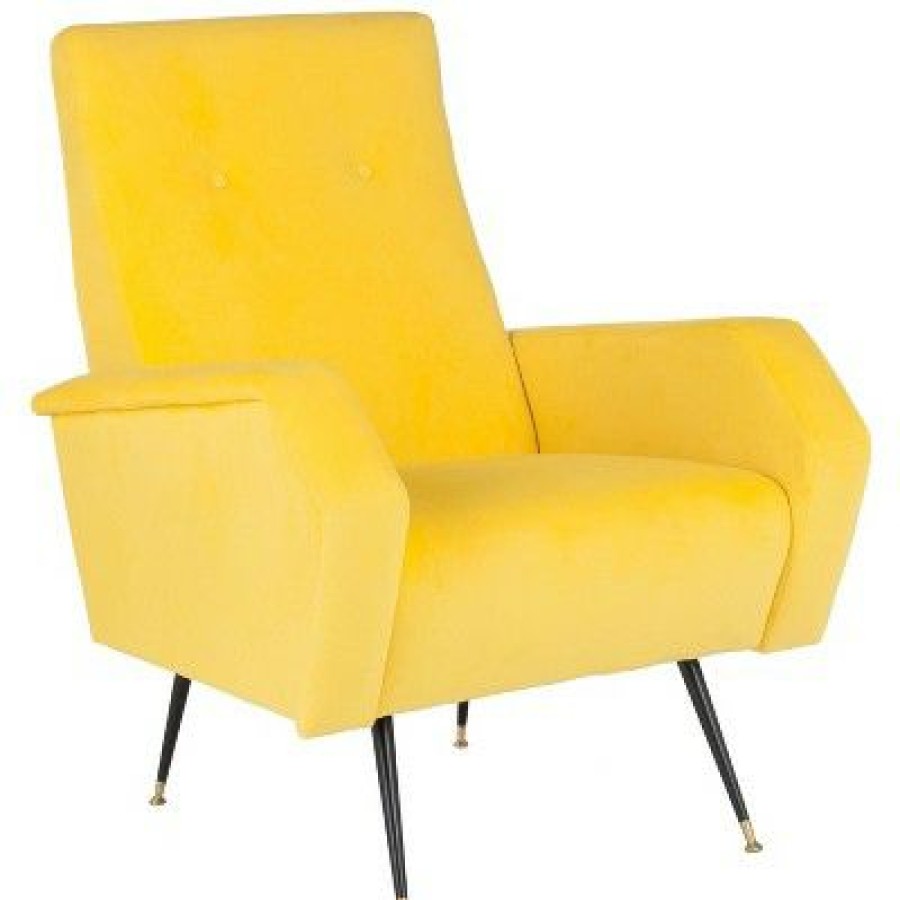 Aida Mid-Century Armchair Yellow Velvet Safavieh | * Wholesale