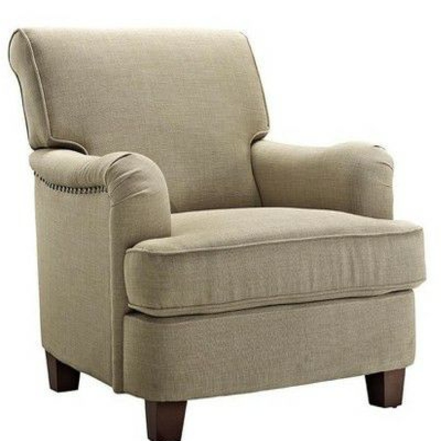 London Arm Linen Club Chair With Nailheads Dorel Living | * New