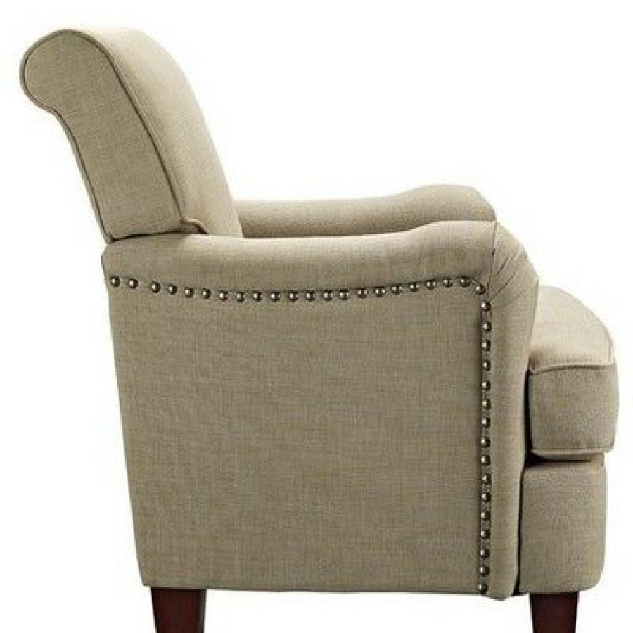 London Arm Linen Club Chair With Nailheads Dorel Living | * New