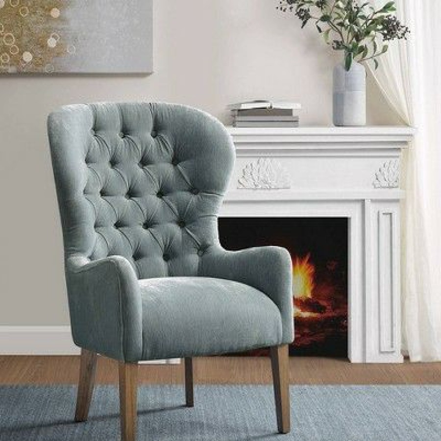 Madison Park Jeanne Accent Chair Light Blue | * New