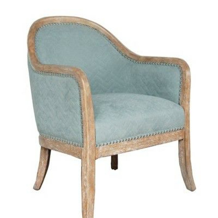 Quilted Wood Frame Accent Chair Blue Homefare | * New