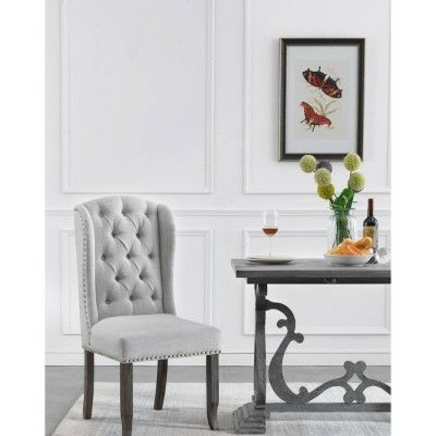 Set Of 2 Reiter Upholstered Accent Chairs Gray Treasure Trove Accents | * Online