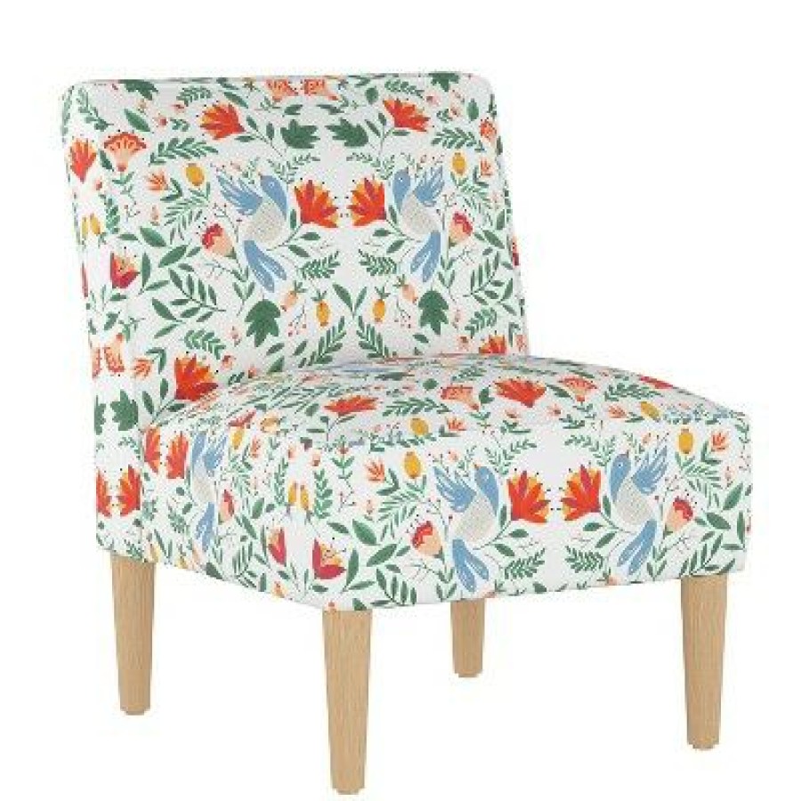 Robin Upholstered Chair Orange/White Floral Skyline Furniture | * Best