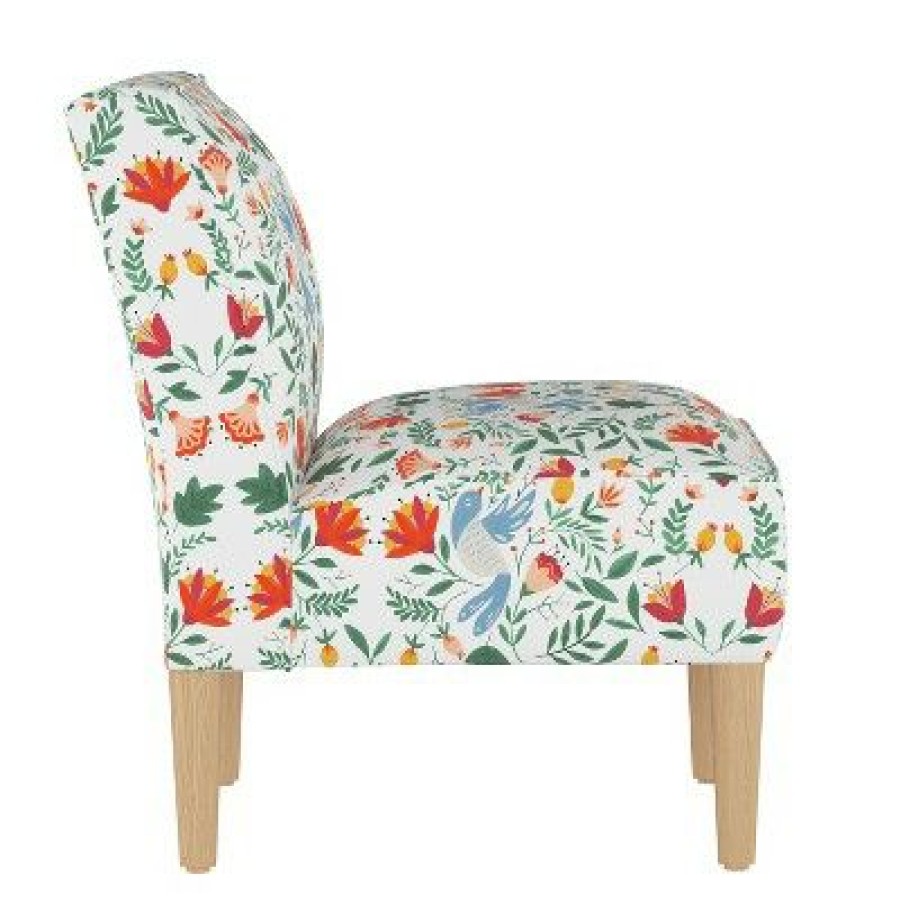 Robin Upholstered Chair Orange/White Floral Skyline Furniture | * Best