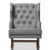 Iona Mid Century Retro Modern Fabric Upholstered Button Tufted Wingback Rocking Chair Gray Baxton Studio | * Online