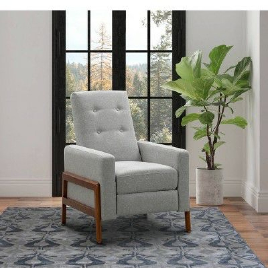 Alya Fabric Pushback Recliner Light Gray Abbyson Living | * Best