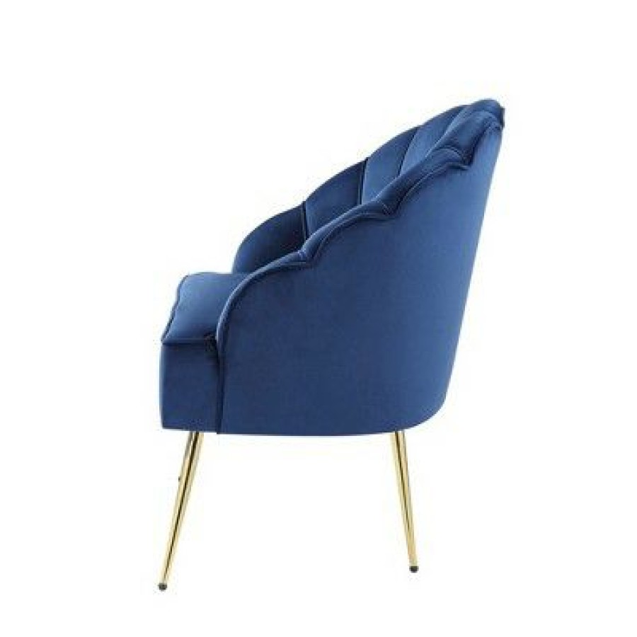 Simple Relax Velvet Wingback Accent Chair With Metal Legs In Blue | * Online