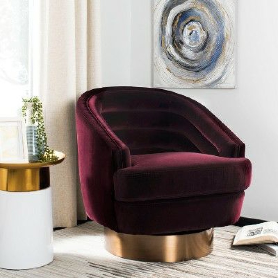 Arvilla Swivel Club Chair Giotto Cabernet Safavieh | * Wholesale