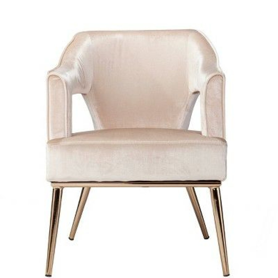 Ganex Upholstered Accent Chair Taupe/Champagne Aiden Lane | * Best