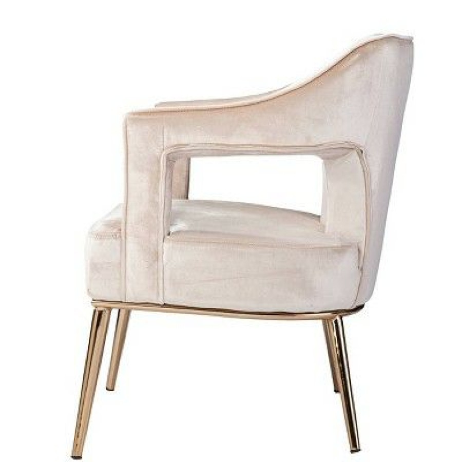 Ganex Upholstered Accent Chair Taupe/Champagne Aiden Lane | * Best