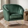 55 Downing Street Leighton Green Velvet And Gold Tufted Accent Chair | * Wholesale