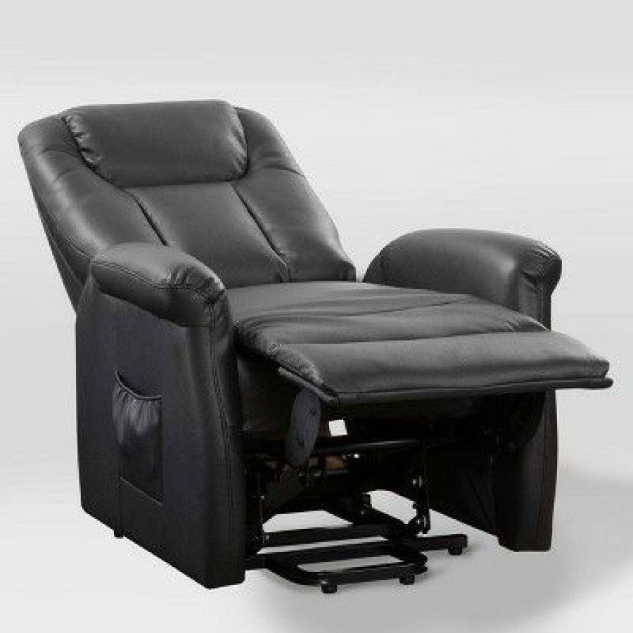 Arlington Power Lift And Rise Leather Gel Recliner Black Corliving | * Hot