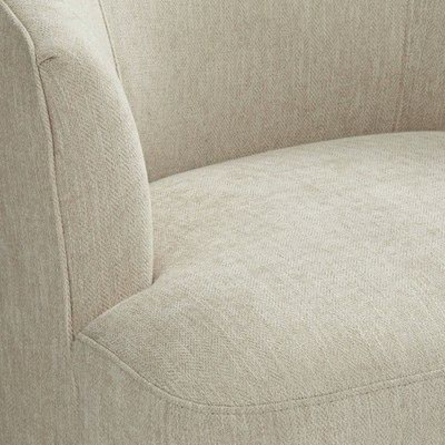 55 Downing Street Herringbone Beige Fabric Modern Accent Chair | * New