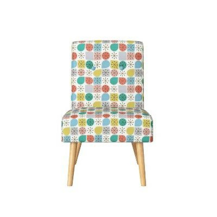 Webster Button Tufted Armless Chair Modern Print Pink Starlight Handy Living | * Hot