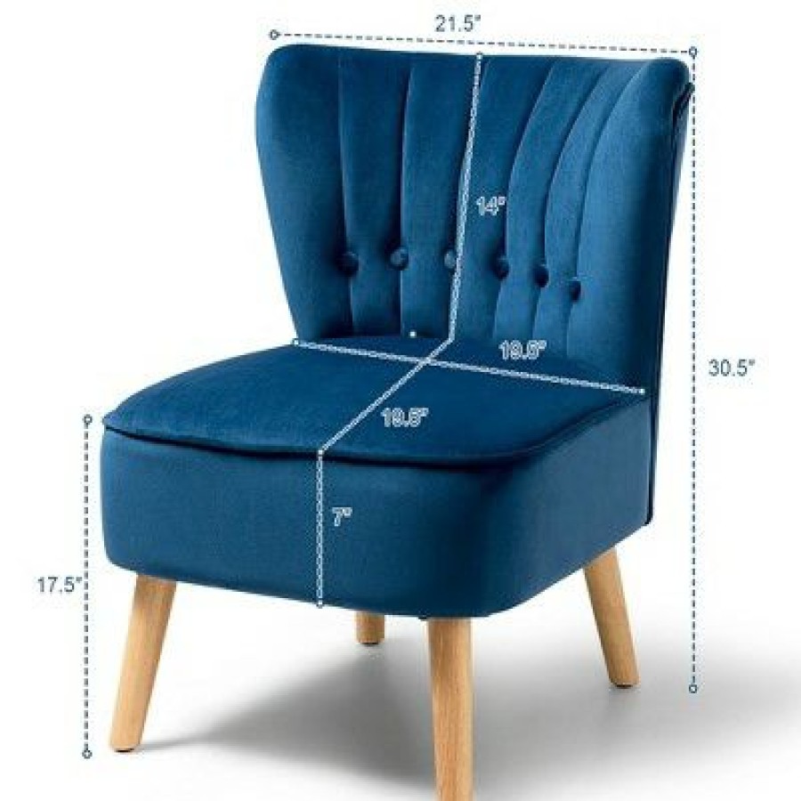 Costway Armless Accent Chair Tufted Velvet Leisure Chair Single Sofa Upholstered | * Online