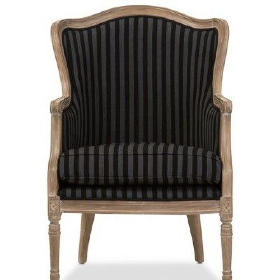 Charlemagne Traditional French Blue Stripe Accent Chair -Baxton Studio | * Best