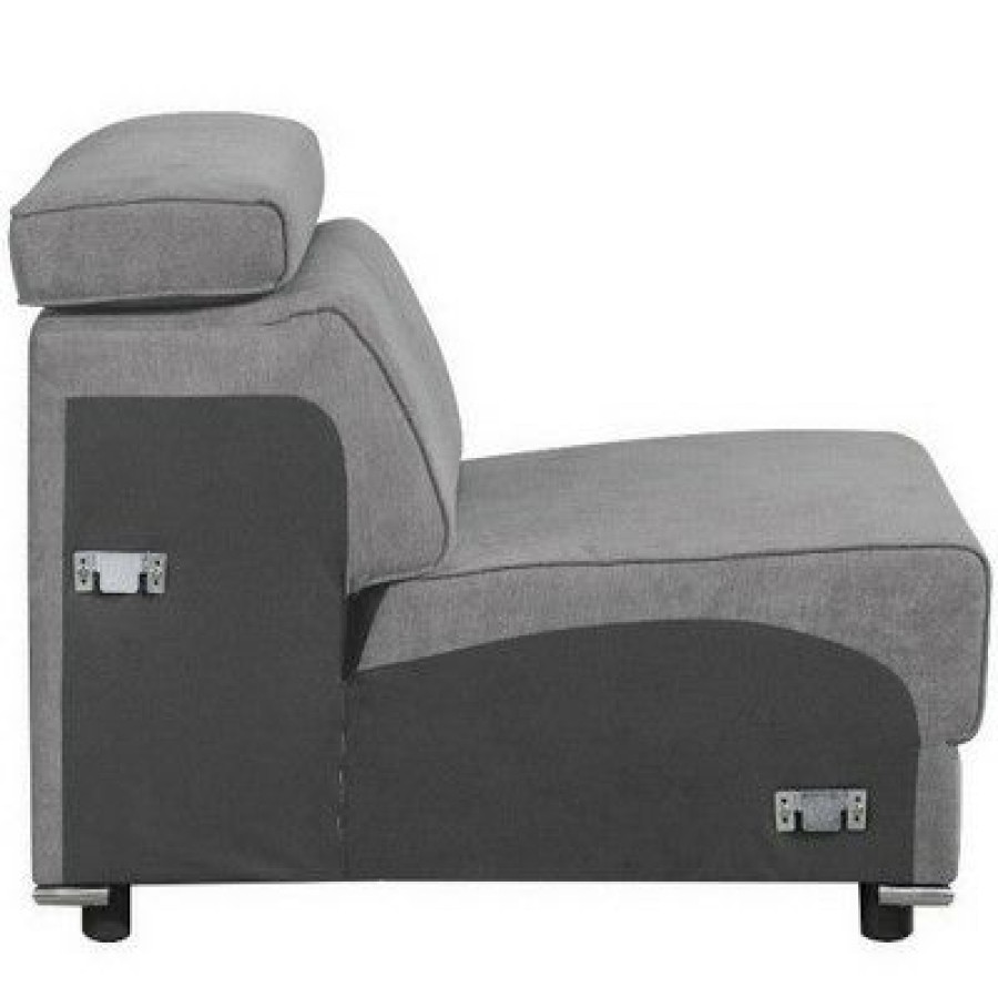 Fabric Upholstered Modular Armless Chair Dark Gray Benzara | * Online