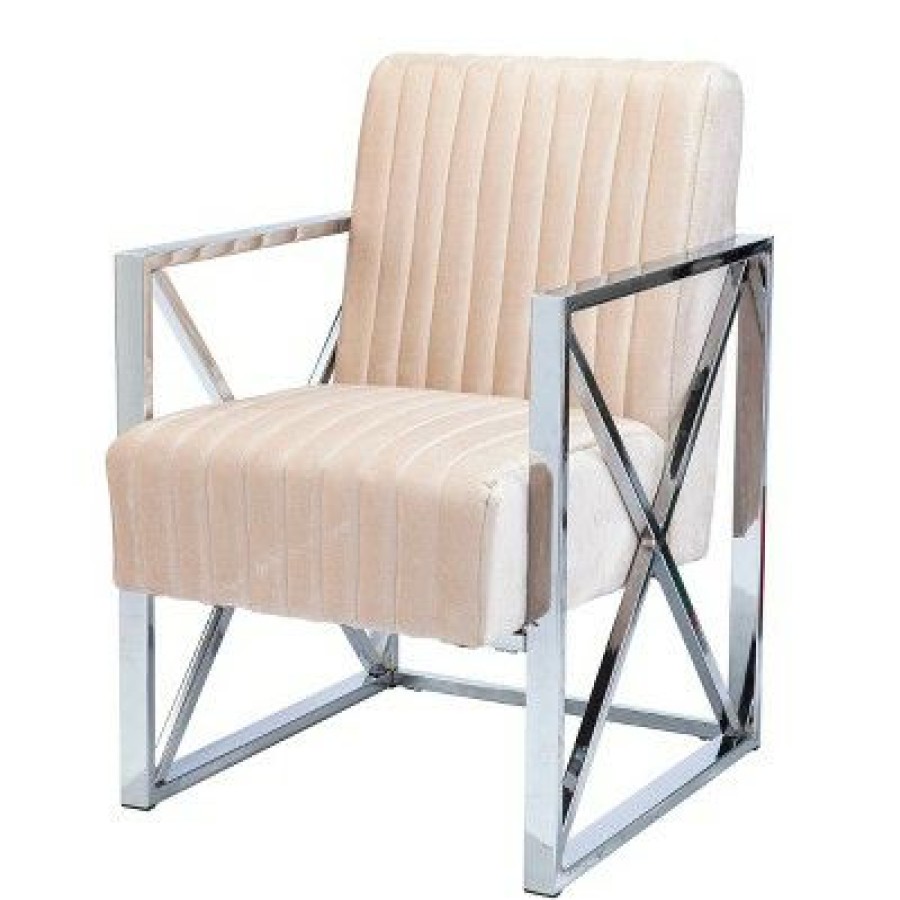 Echidna Velveteen Accent Chair Champagne/Chrome Aiden Lane | * Clearance