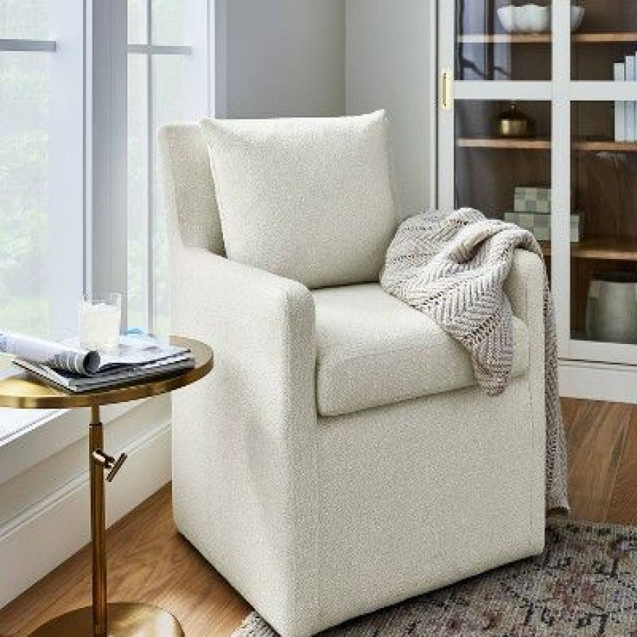 Threshold Designed W/Studio Mcgee Pacific Ridge Pillow Back Upholstered Anywhere Chair Cream Threshold Designed With Studio Mcgee | * Clearance