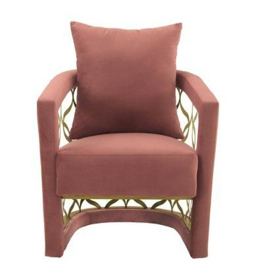 Corelli Fabric Upholstered Accent Chair Blush/Gold Armen Living | * New