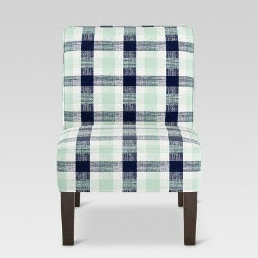 Burke Slipper Chair Navy & Green Check Threshold | * Hot