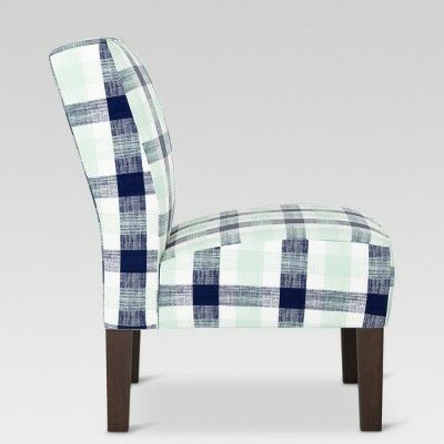 Burke Slipper Chair Navy & Green Check Threshold | * Hot