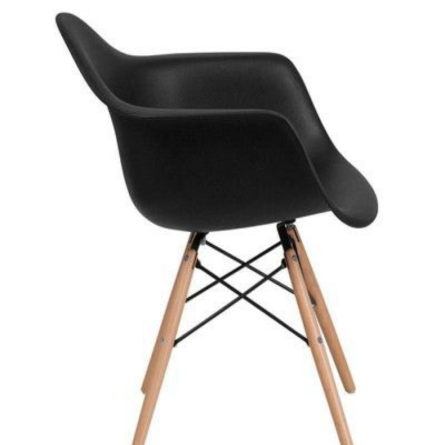 Alonza Series Plastic Chair With Arms And Wooden Legs Riverstone Furniture Collection | * Online