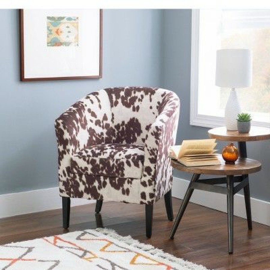 Simon Chair In Udder Madbess Brown/White Linon | * Clearance