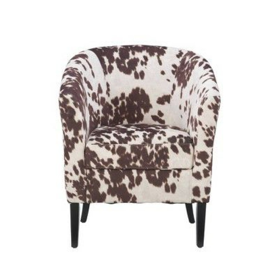 Simon Chair In Udder Madbess Brown/White Linon | * Clearance