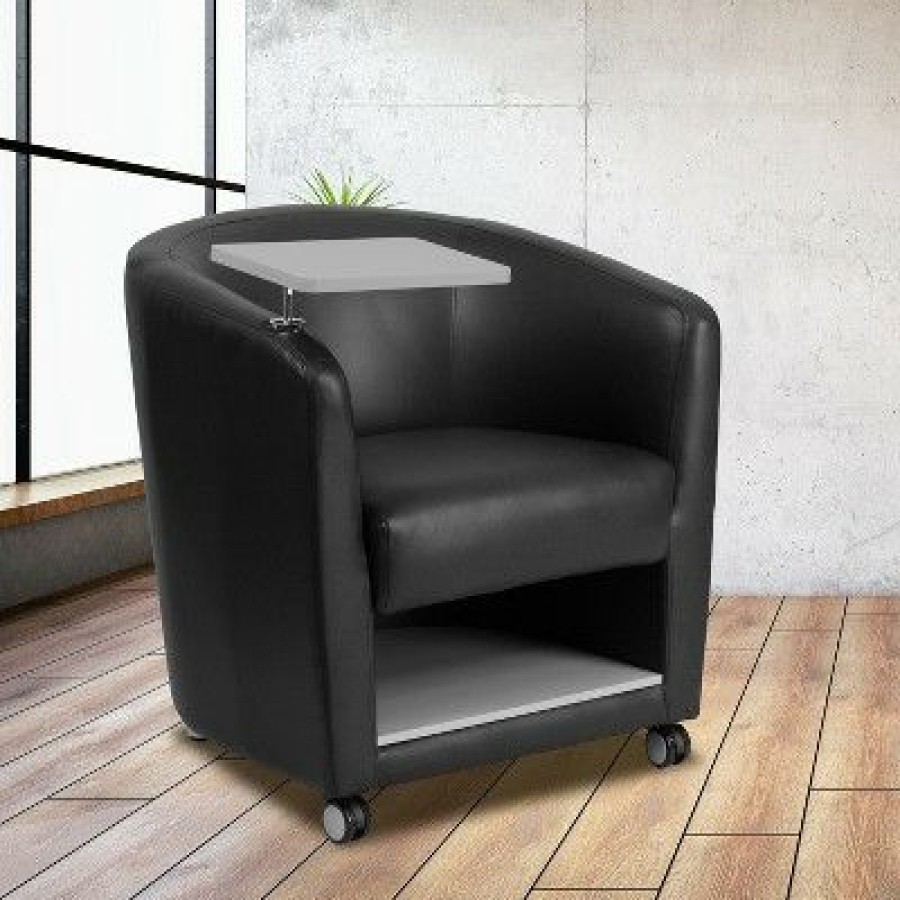 Flash Furniture Guest Chair With Tablet Arm, Front Wheel Casters And Under Seat Storage | * Clearance