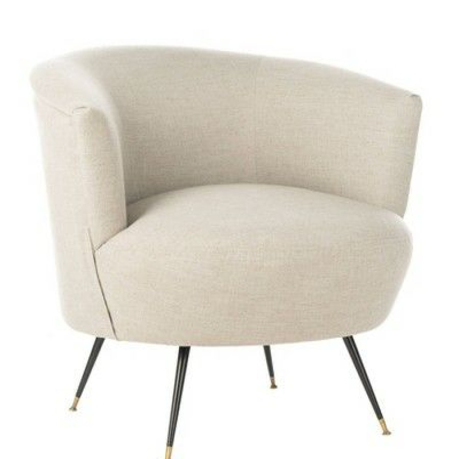 Arlette Velvet Retro Mid Century Accent Chair Light Gray Safavieh | * New