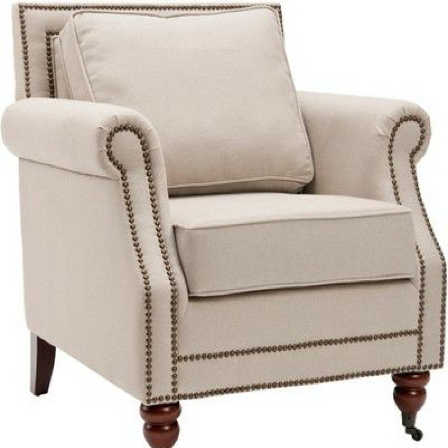 Karsen Club Chair W/ Brass Nail Heads Safavieh | * Clearance