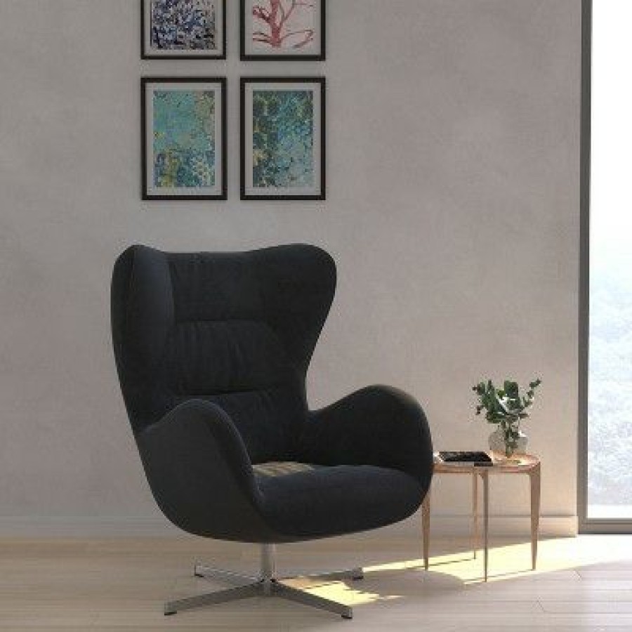 Merrick Lane Ergonomic High-Back Lounge Chair 360 Swivel Accent Chair Side Chair With 4 Star Alloy Base | * Online