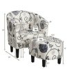 Costway Modern Accent Tub Chair&Ottoman Set Fabric Upholstered Club Chair Grey Floral | * Clearance