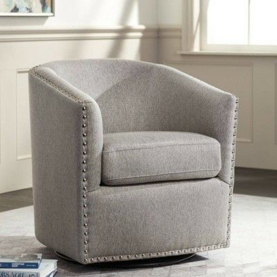 Studio 55D Fullerton Ii Light Gray Swivel Accent Chair | * Best