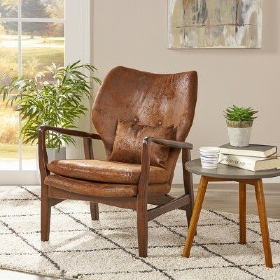 Haddie Mid Century Modern Microfiber Club Chair Brown Christopher Knight Home | * Online