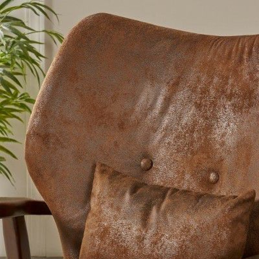 Haddie Mid Century Modern Microfiber Club Chair Brown Christopher Knight Home | * Online