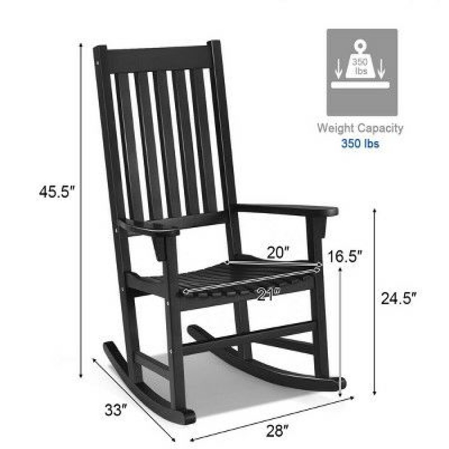 Costway Wooden Rocking Chair Porch Rocker High Back Garden Seat For Indoor Outdoor | * New