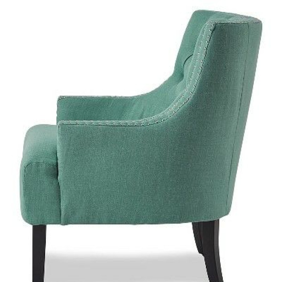 Homelegance Upholstered Diamond Tufted Accent Chair With Sloped Arms And Nailhead Trim, Seat Height 18 Inches, Teal Polyester | * Online