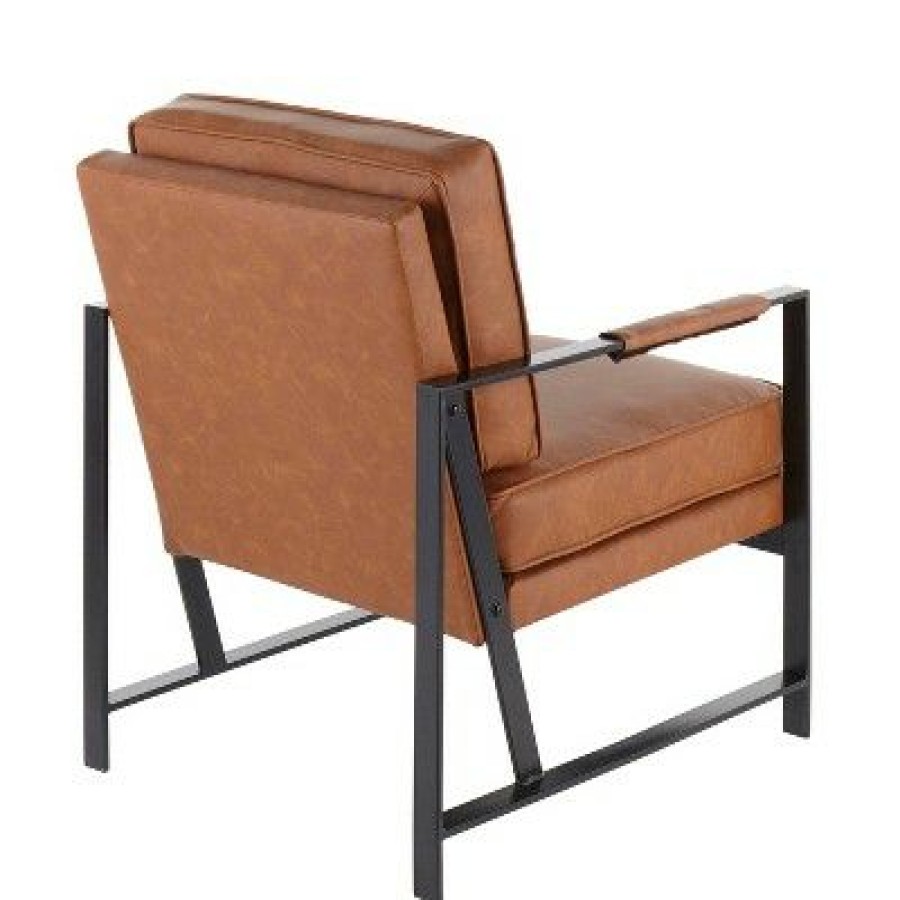 Franklin Armchair With Faux Leather Black/Camel Brown Lumisource | * Wholesale