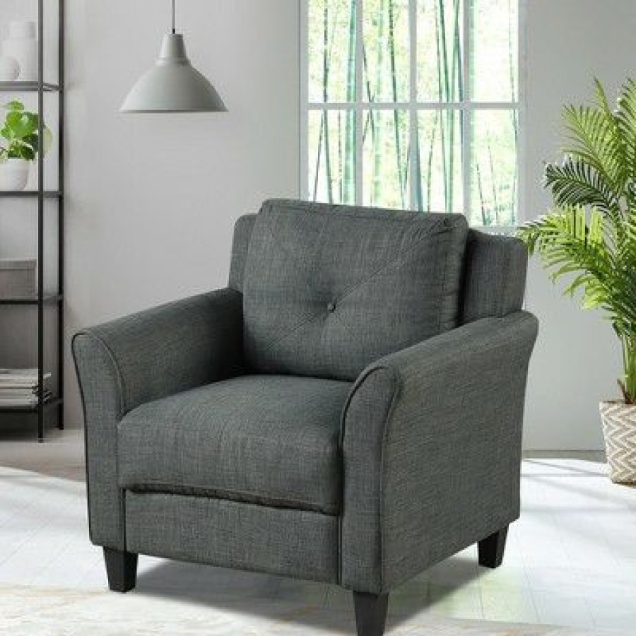 Costway Accent Chair Upholstered Fabric Single Sofa Chair W/Tufted Backrest Grey | * Hot