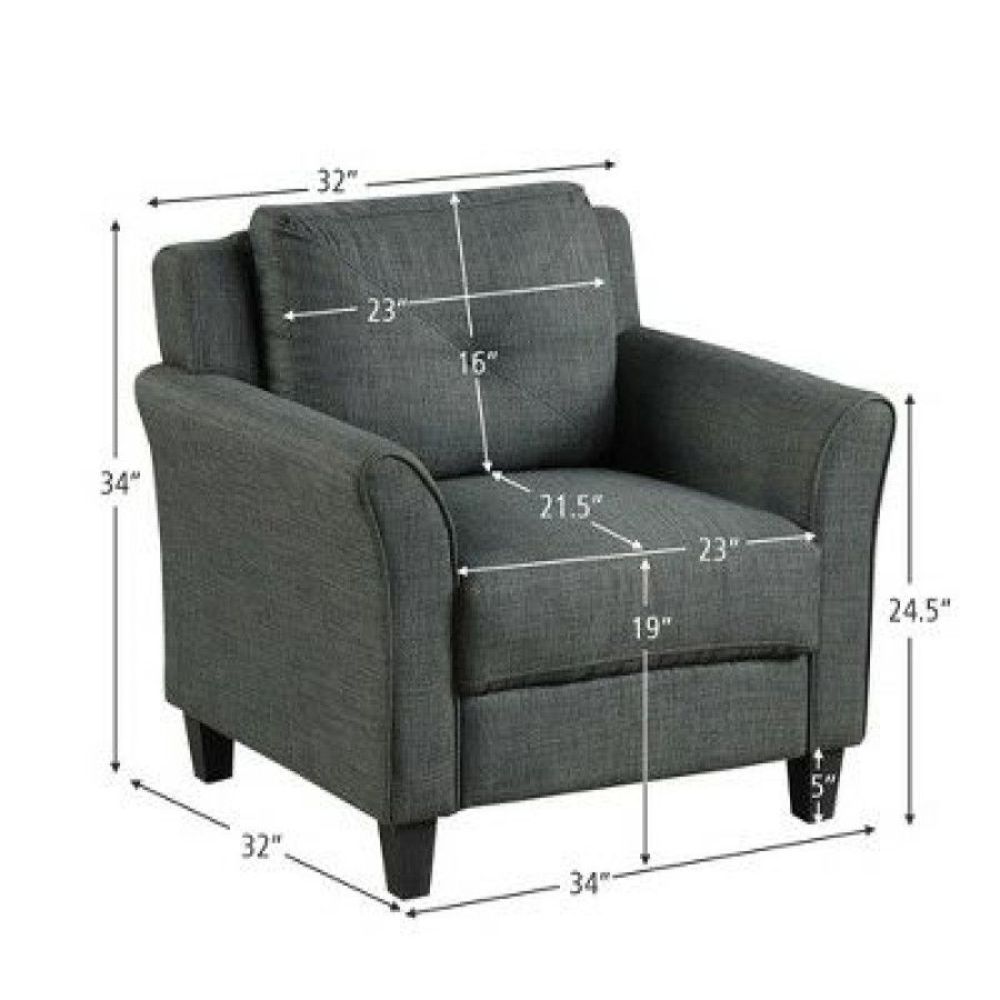 Costway Accent Chair Upholstered Fabric Single Sofa Chair W/Tufted Backrest Grey | * Hot