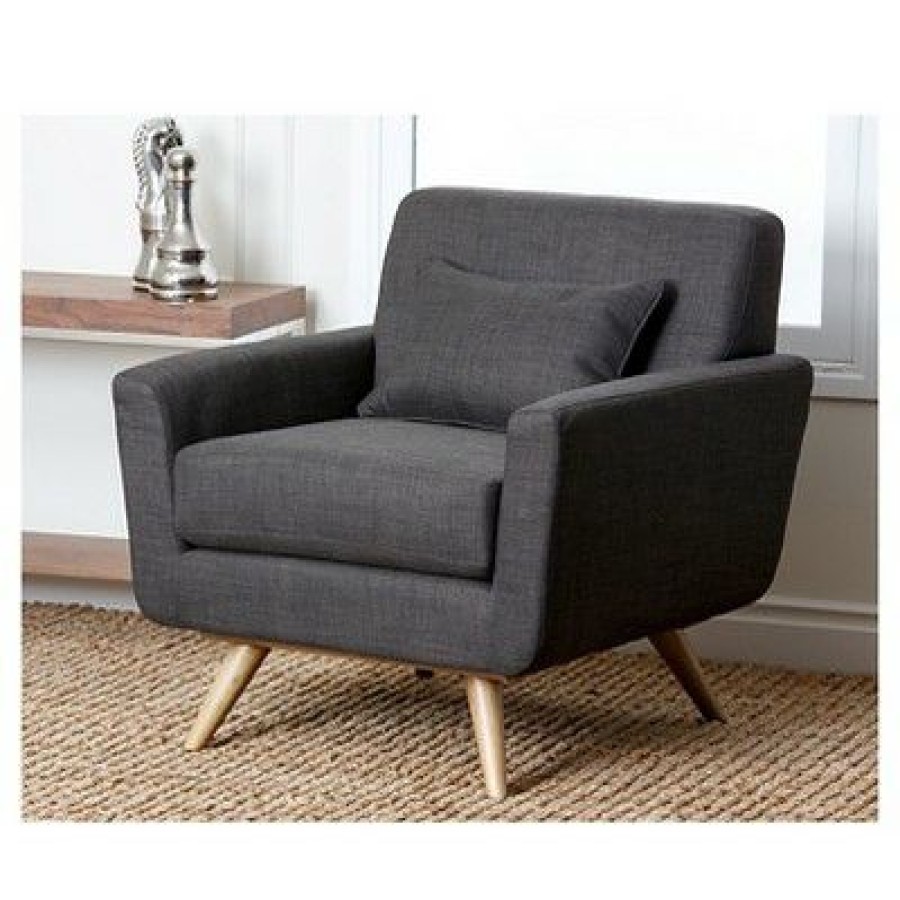 Kendall Mid Century Upholstered Tufted Armchair Gray Abbyson Living | * New