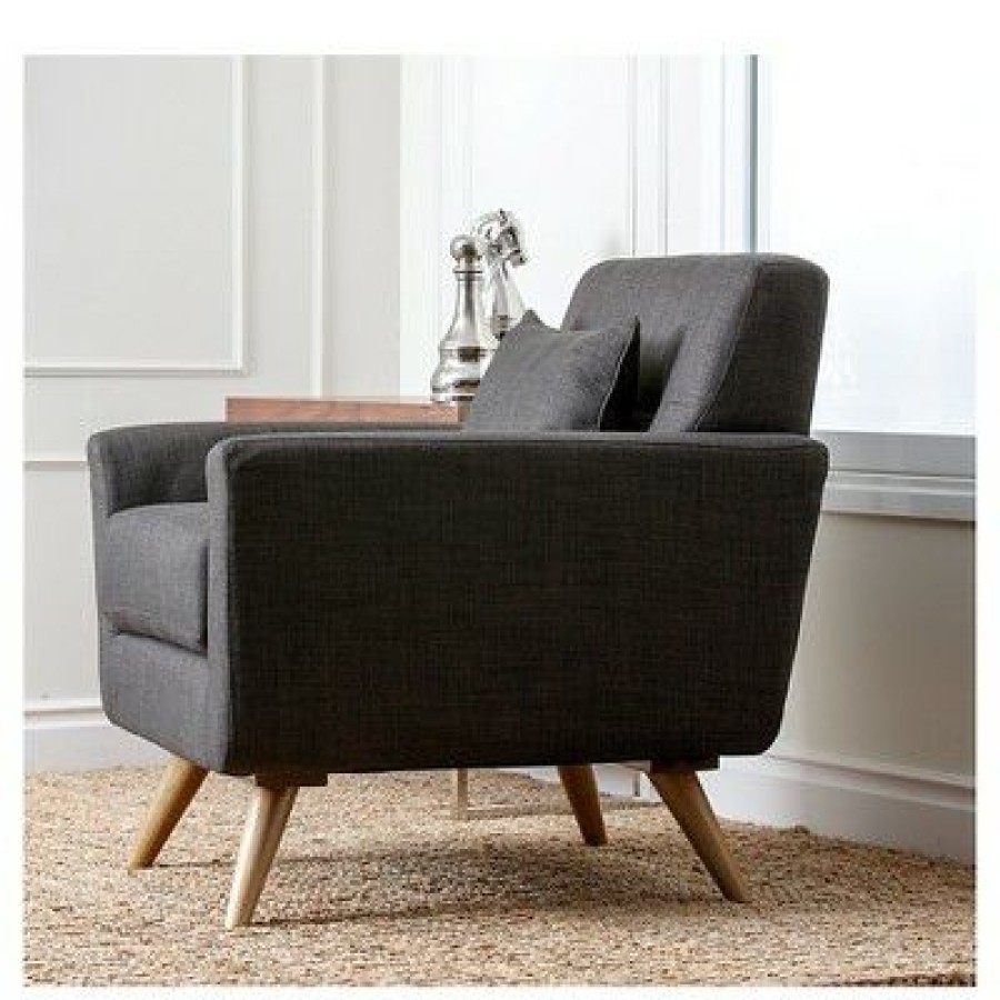 Kendall Mid Century Upholstered Tufted Armchair Gray Abbyson Living | * New